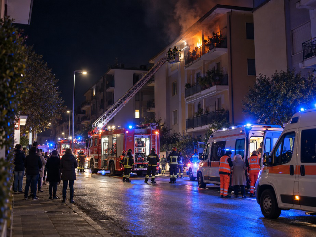 Sant'Angelo Lodigiano - Incendio in appartamento, 14 persone coinvolte
