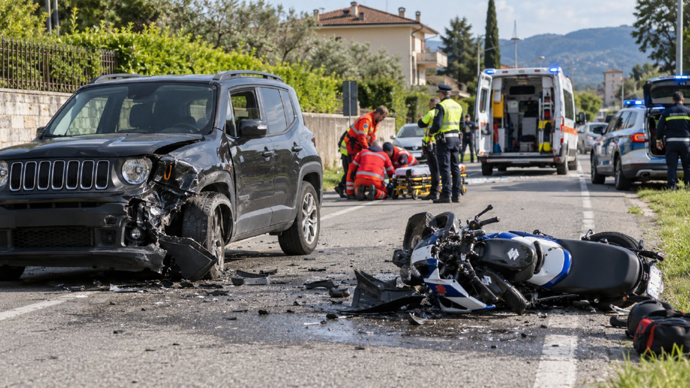 Corte Palasio - Scontro tra Jeep e moto, ferito un 36enne