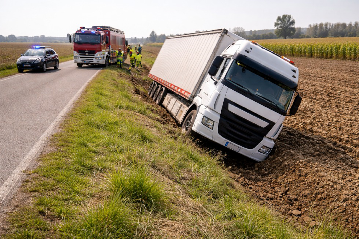 Borghetto Lodigiano – Tir finisce in un campo