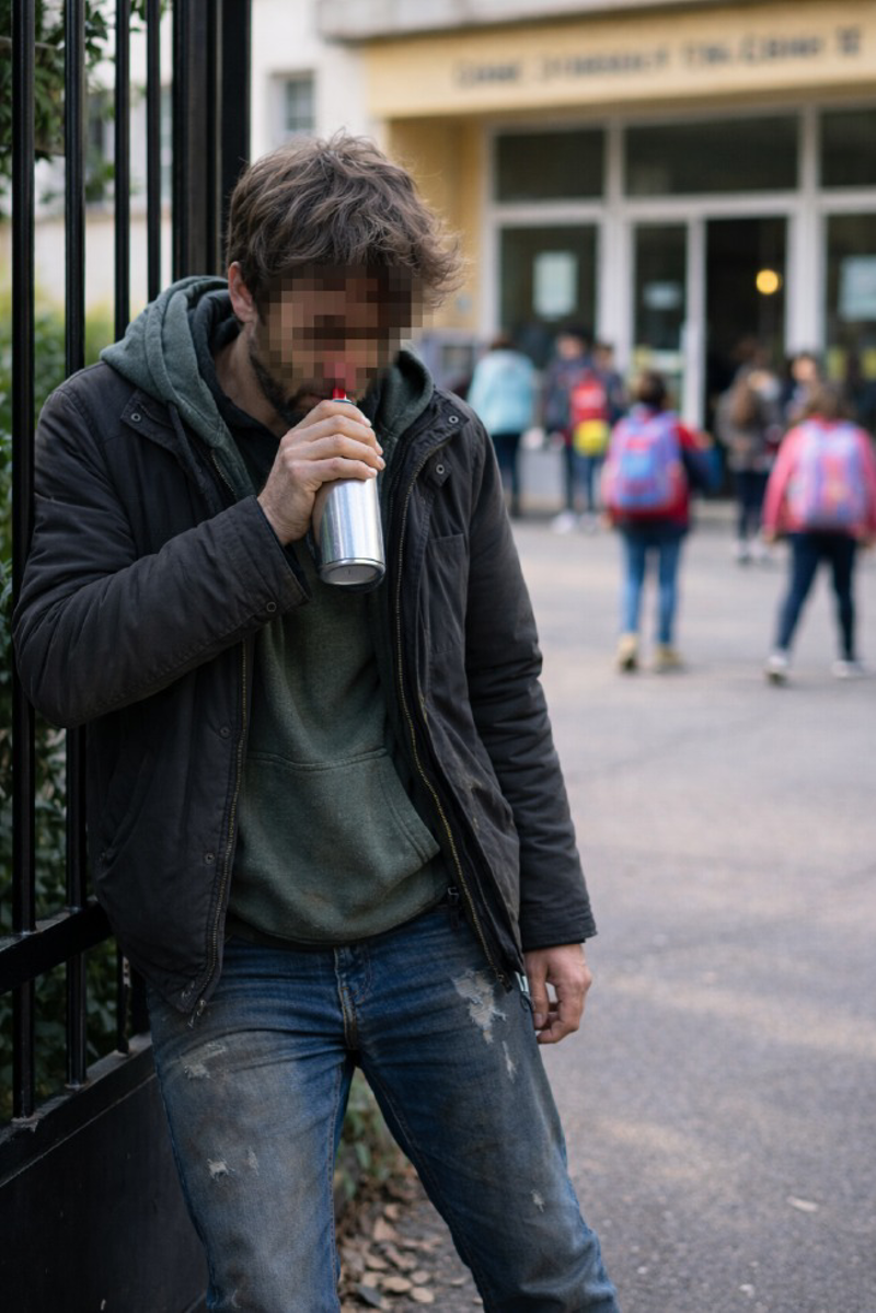 Lodi - Si droga davanti alla scuola 