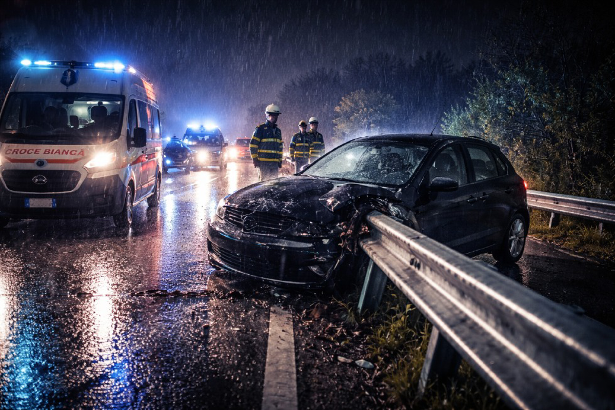 Salerano al Lambro - Auto contro il guardrail