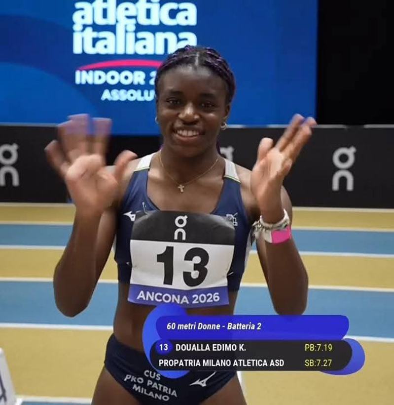 Sant’Angelo – Kelly Doualla argento agli Assoluti nei 60 metri
