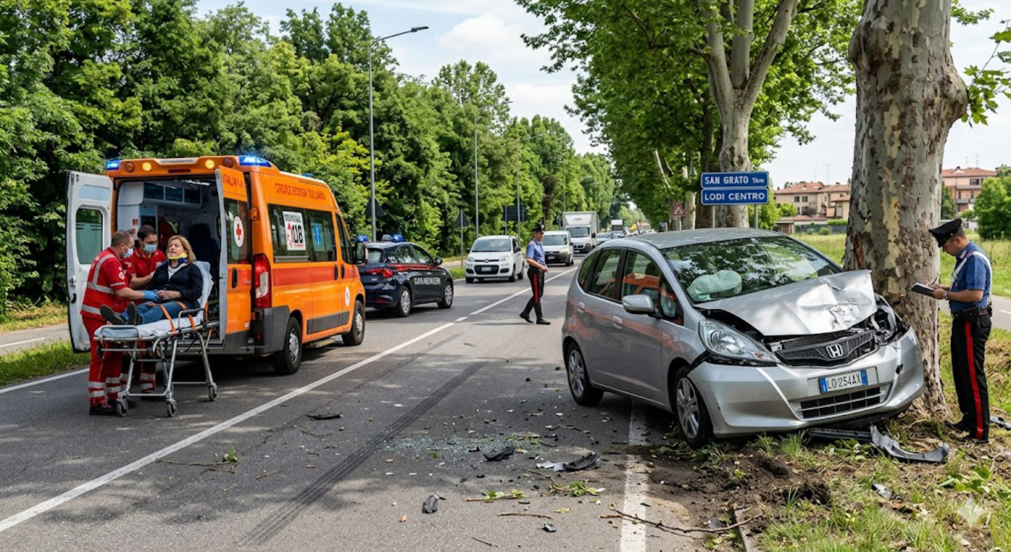 Lodi - Contro un albero,