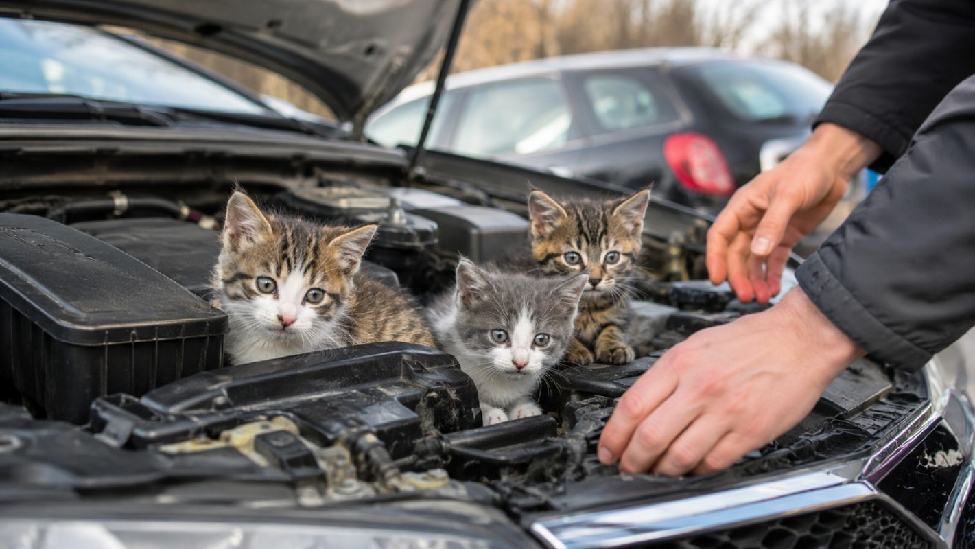 Lodi - Gattini bloccati nel motore dell’auto