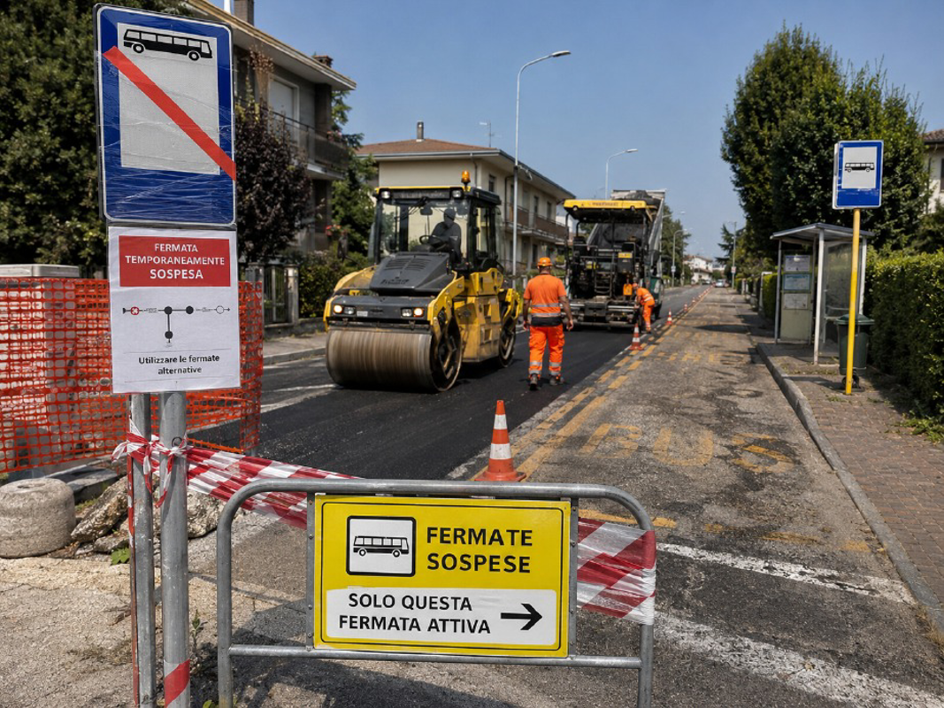 Massalengo - Fermate sospese per gli asfalti
