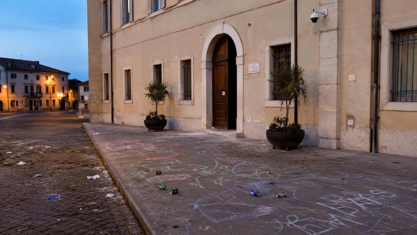 Caselle Lurani - Disegni osceni davanti al municipio