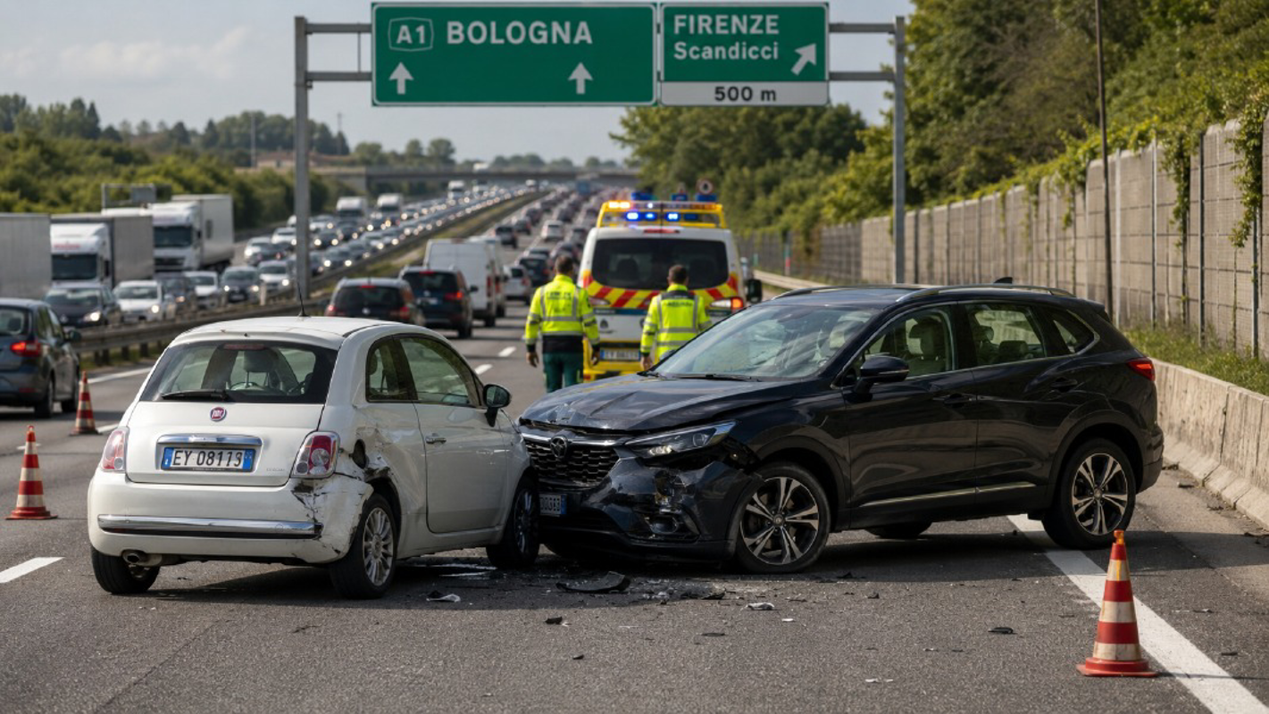 Livraga - Auto di traverso, tir evita l'investimento