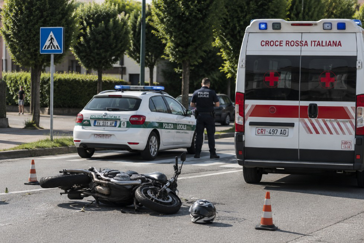 Sant'Angelo Lodigiano - Cade dalla moto durante l’esame della patente