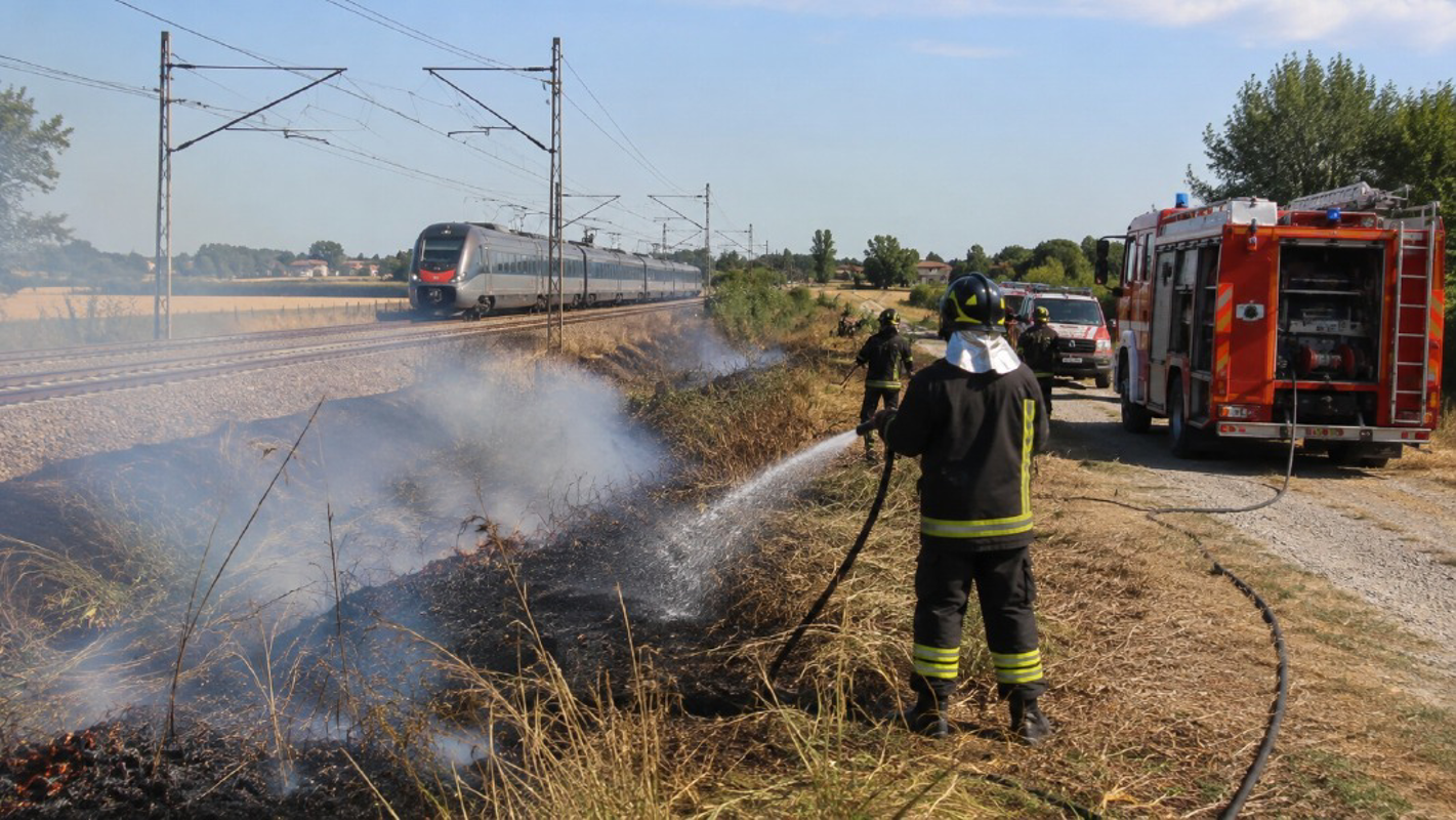 Santo Stefano Lodigiano - Incendio, treni fermi per un’ora