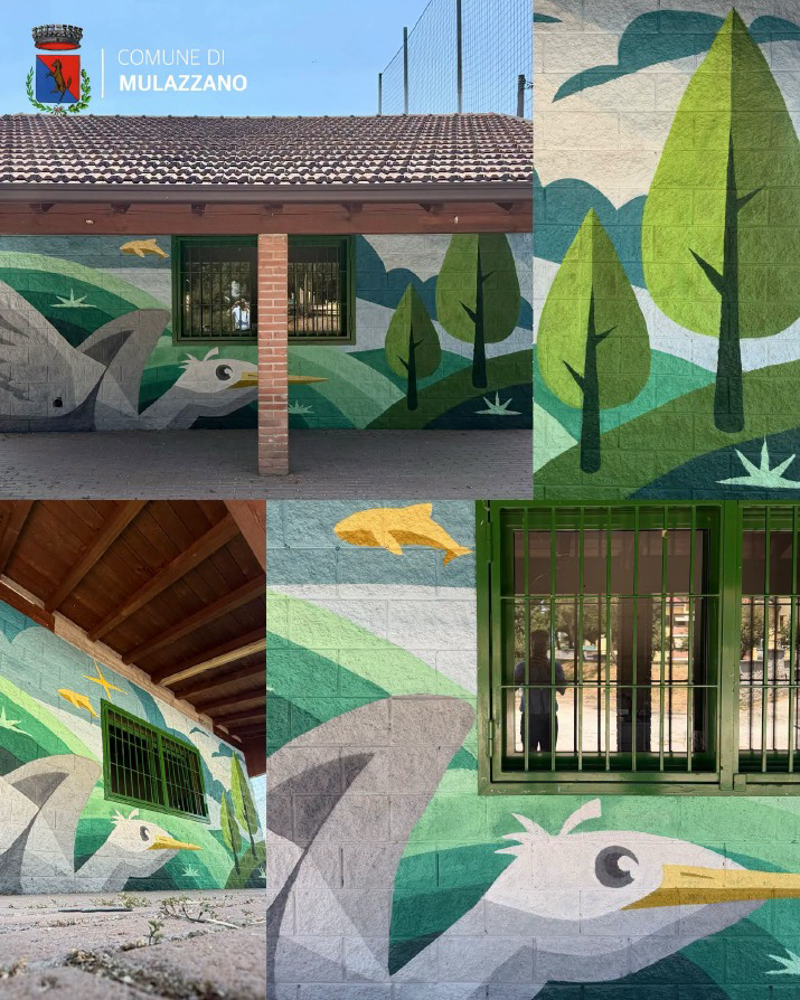 Mulazzano - Murale dedicato alle cicogne