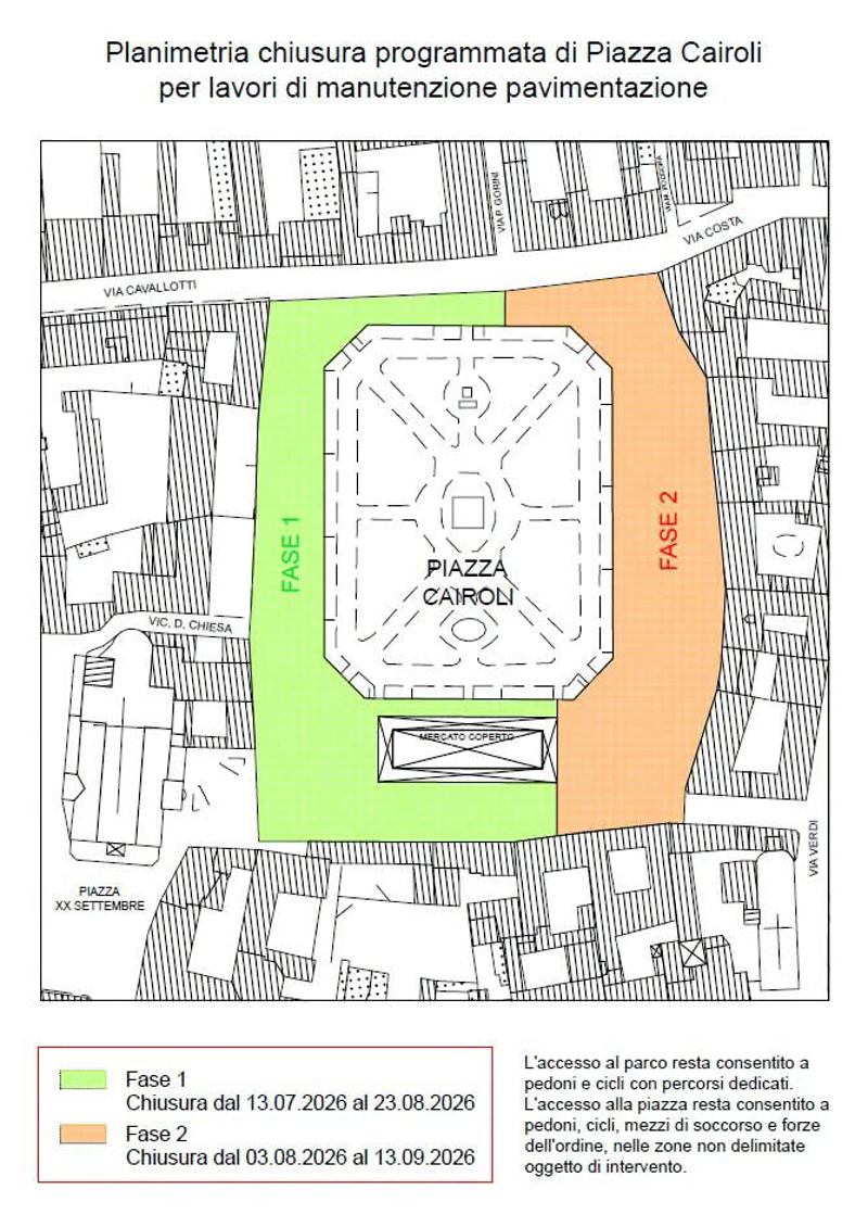 Codogno - Piazza Cairoli chiusa per lavori