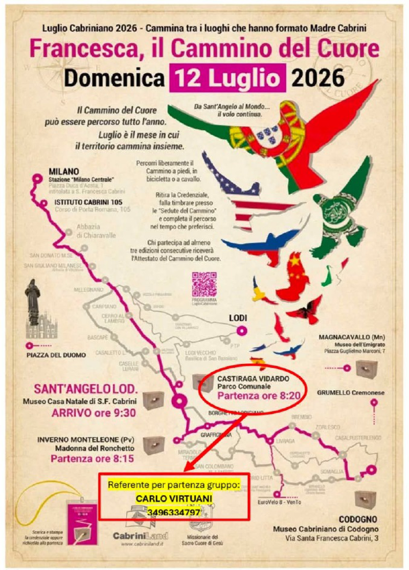 Lodigiano - Il Cammino del Cuore torna per Santa Francesca Cabrini