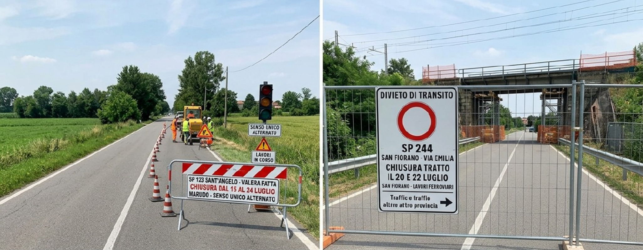 Lodigiano - Lavori sulla Sp 123 e sulla Sp 244