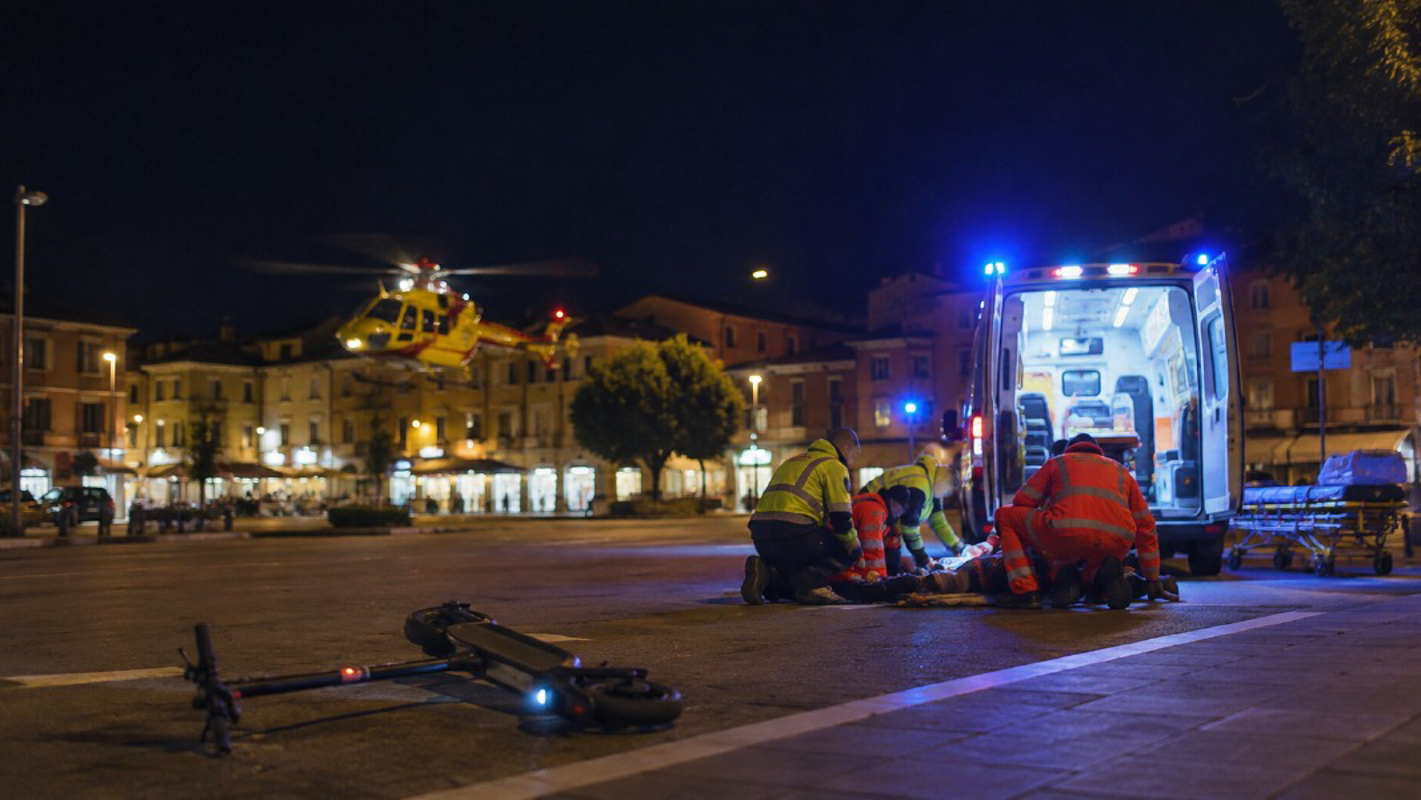 Codogno - Cade dal monopattino e batte la testa