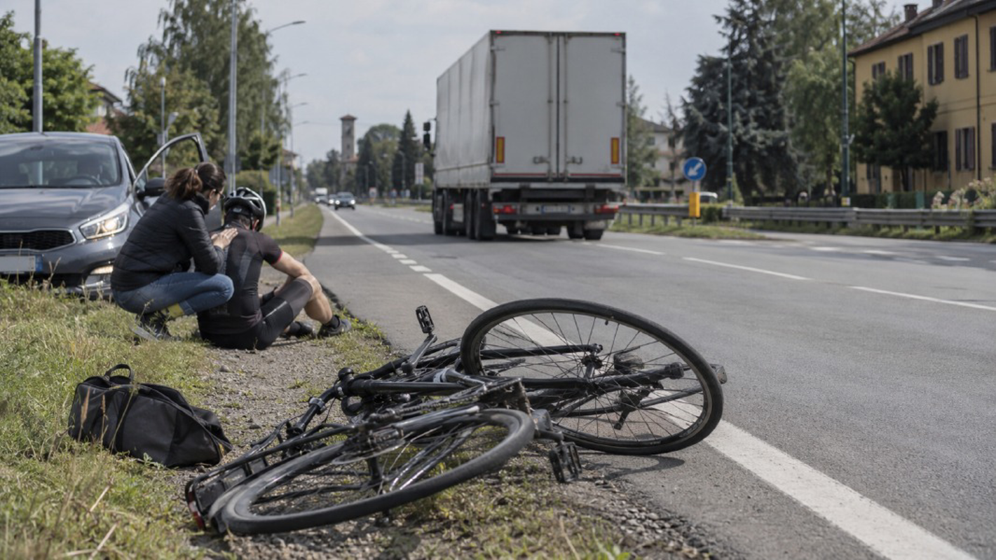 Mairago - Ciclista urtato, caccia al camion