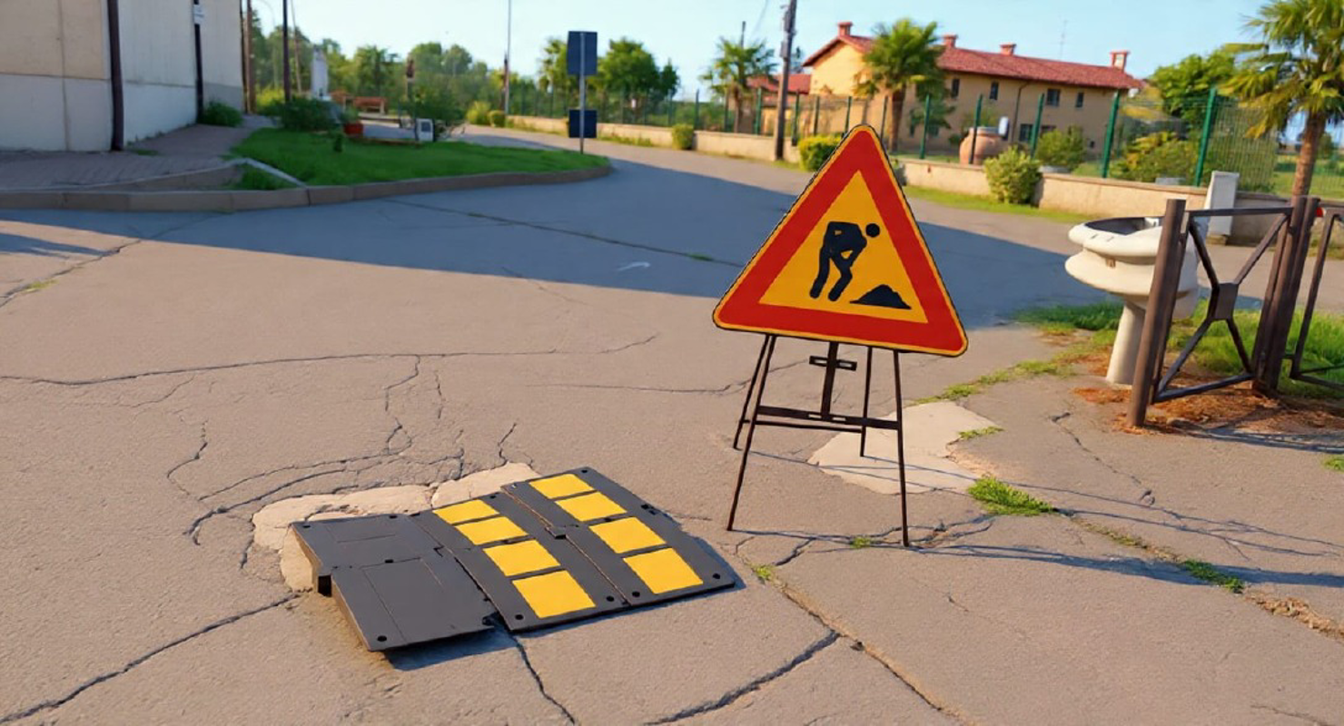 Gugnano - Strada dissestata davanti al cimitero
