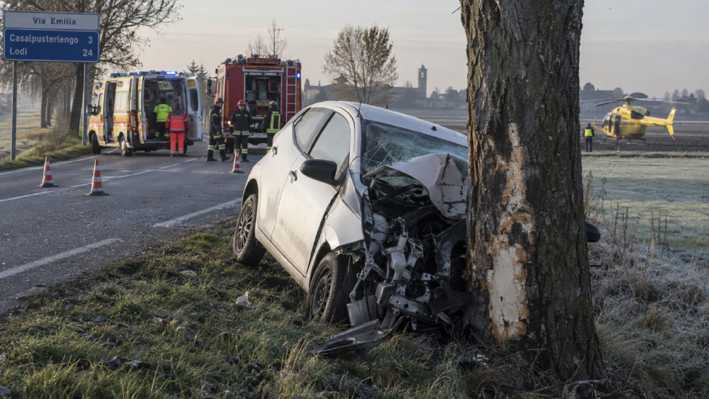 Zorlesco - Auto contro albero, grave un 32enne