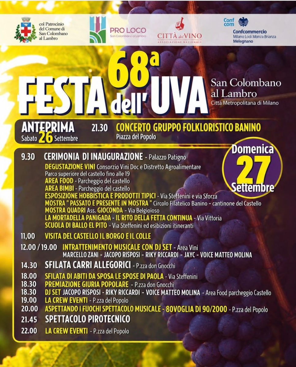 Festa dell’Uva, Festa Alpina e appuntamenti nel Lodigiano