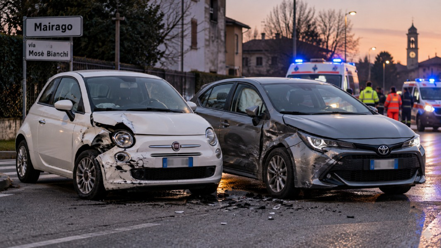 Mairago - Scontro tra due auto