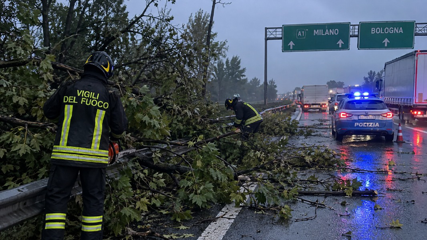 Lodigiano - Temporale, alberi caduti sull’A1 e sulla Statale 234